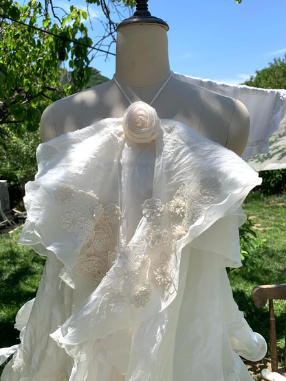 Vestido corto de fiesta de satén con cuello halter, de gasa y volantes, corte A, para cumpleaños de verano, GG3691