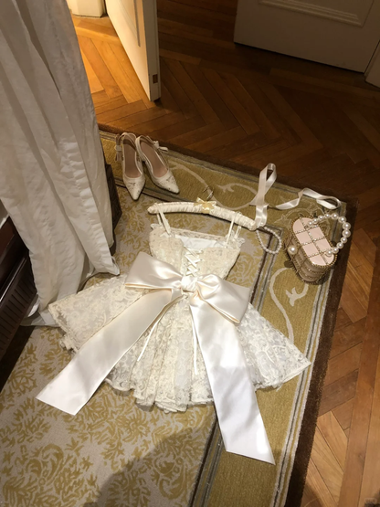 Vestido corto de encaje con tirantes finos, corte A, para fiesta de 16 años, para cumpleaños de verano, GG3702