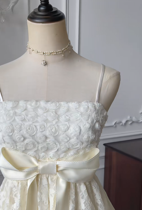 Vestido corto de fiesta con tirantes finos, corte A, encaje y lazo, para 15 cumpleaños de verano, GG3735