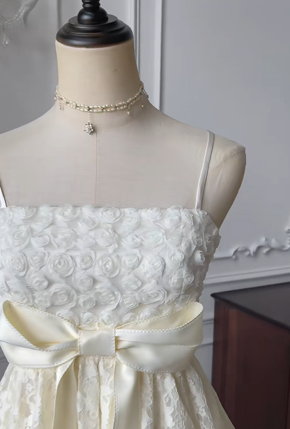 Vestido corto de fiesta con tirantes finos, corte A, encaje y lazo, para 15 cumpleaños de verano, GG3735