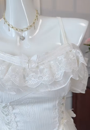 Vestido corto de fiesta blanco de satén con tirantes finos, corte en A, tul y apliques, para cumpleaños de verano, GG3745