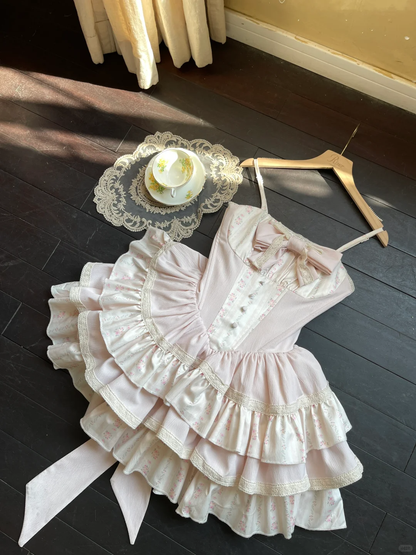 Vestido corto rosa de fiesta de graduación, corte A, tirantes finos, satén, con capas y lazo, para cumpleaños de verano, GG3746