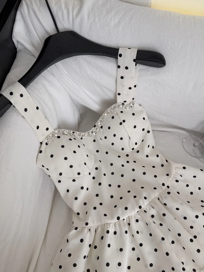 Vestido corto de satén con escote en forma de corazón y lunares, con capas, para fiesta de bienvenida, para verano, para 18.º cumpleaños, GG3796