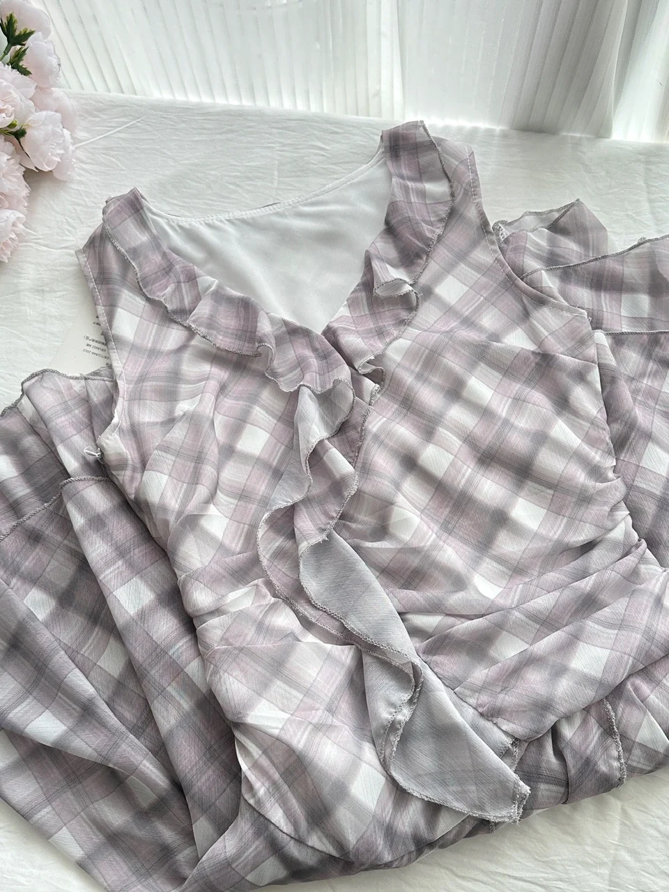 Vestido corto de gasa con volantes y escote en V, corte A, para fiesta de bienvenida, para cumpleaños número 18, GG3800