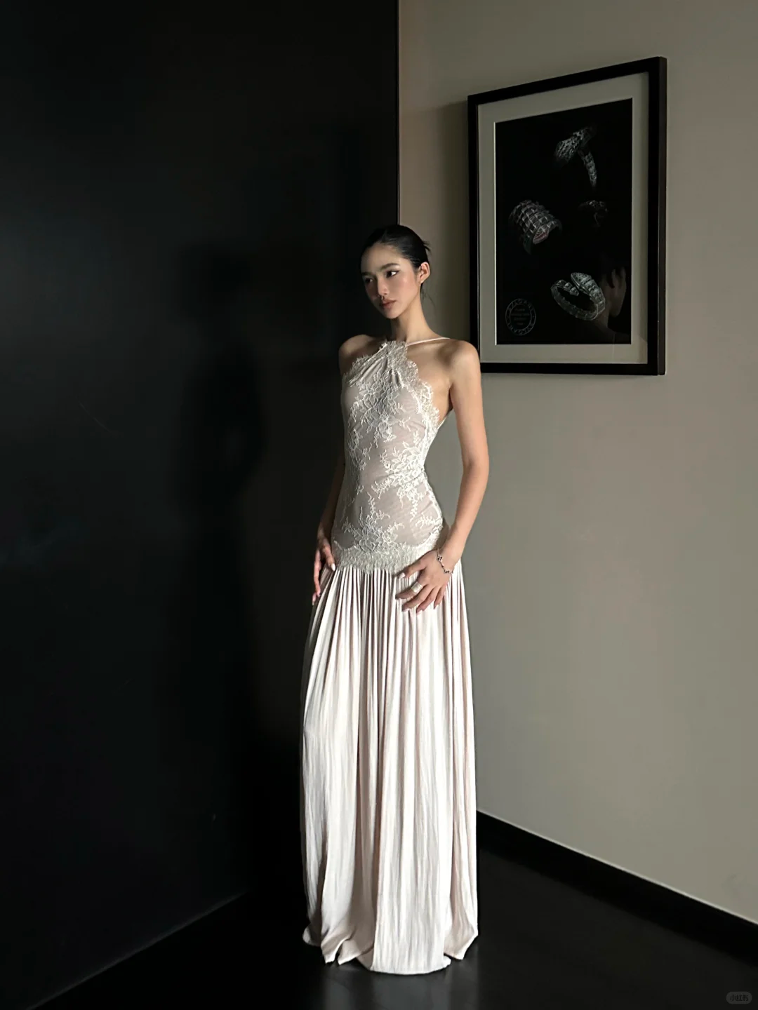 Hermoso vestido de fiesta largo de satén con escote halter y encaje, sin espalda, corte A, para graduación, noche, GG3852