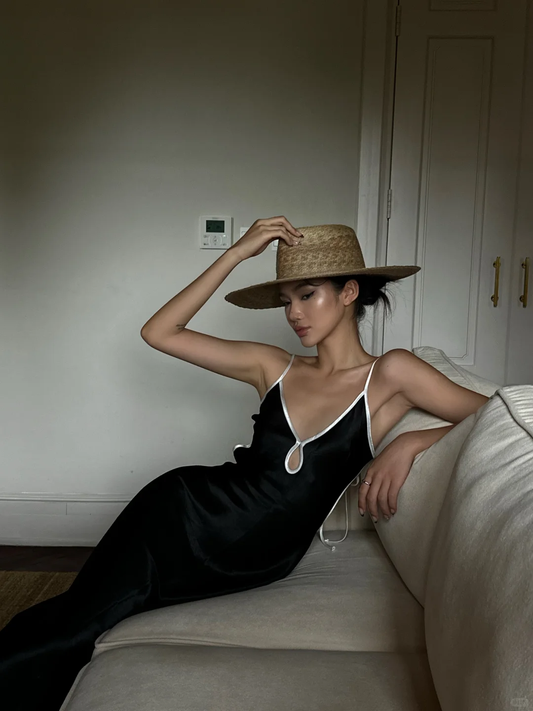 Vestido de fiesta largo de satén negro con tirantes finos y escote de sirena, sin espalda, para graduación, noche, GG3856