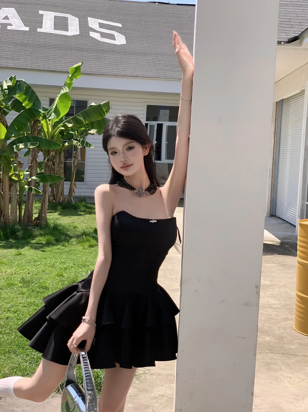 Vestido corto de satén negro sin tirantes, corte A, para fiesta de bienvenida, para verano, para 18 cumpleaños, GG3865