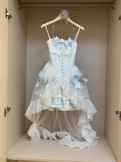 Vestido de fiesta elegante con tirantes finos, tul satinado y lazo, vestido corto para fiesta de bienvenida, vestido de verano para 18 cumpleaños GG3904