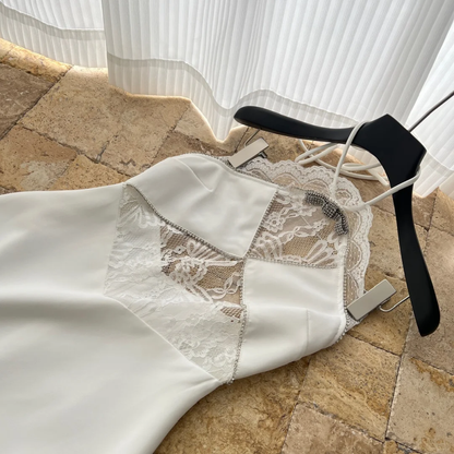 Vestido corto de fiesta de sirena con escote halter y encaje de satén blanco, para verano, para 19.º cumpleaños, GG3973