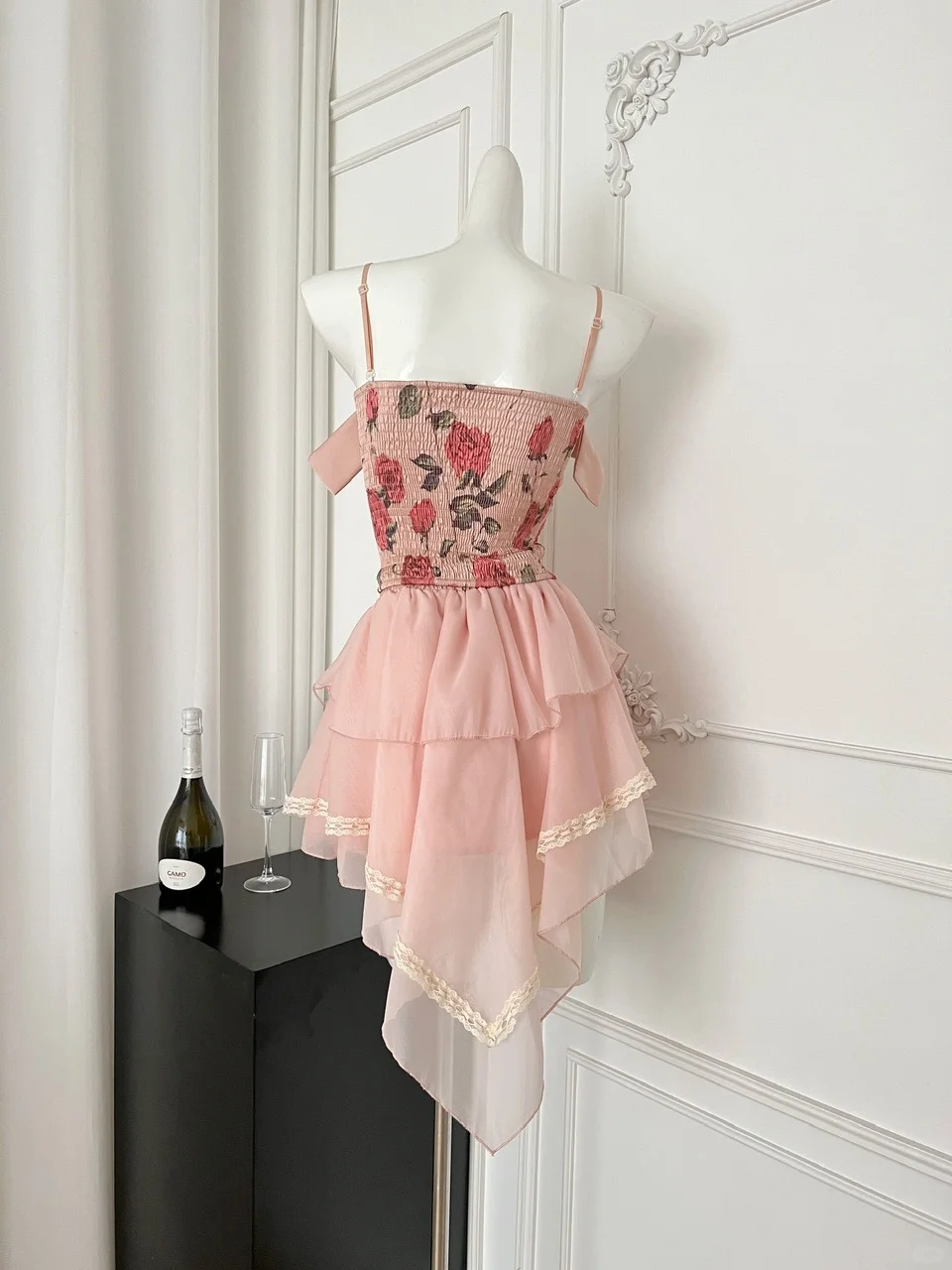 Vestido corto de satén de gasa con tirantes finos, corte A, para fiesta de bienvenida, para verano, para 17.º cumpleaños, GG3975