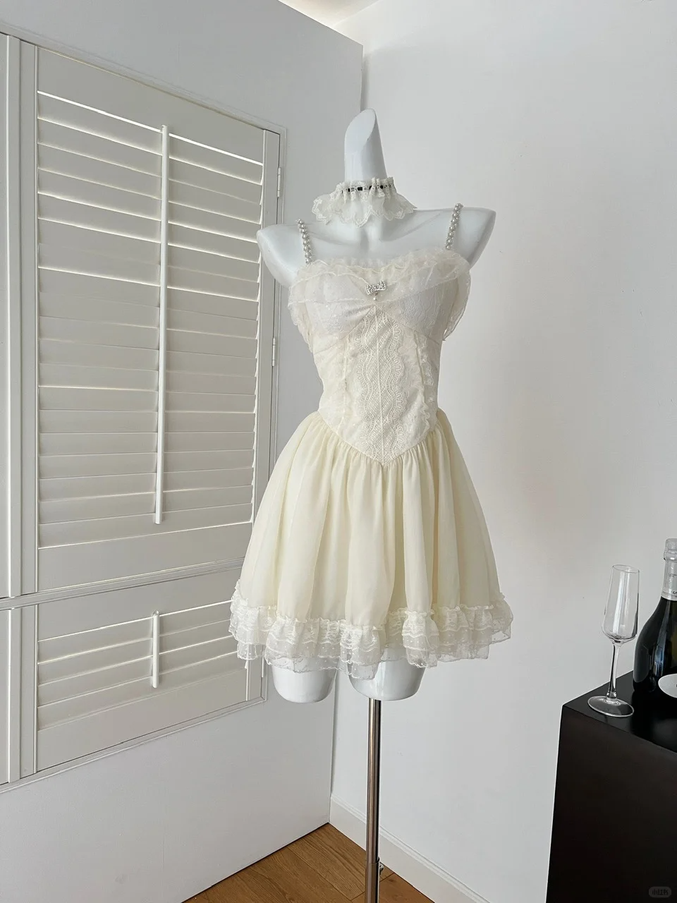 Vestido corto de gasa con tirantes finos, corte en A, color marfil, para fiesta de bienvenida, para verano, para 16.º cumpleaños, GG3977