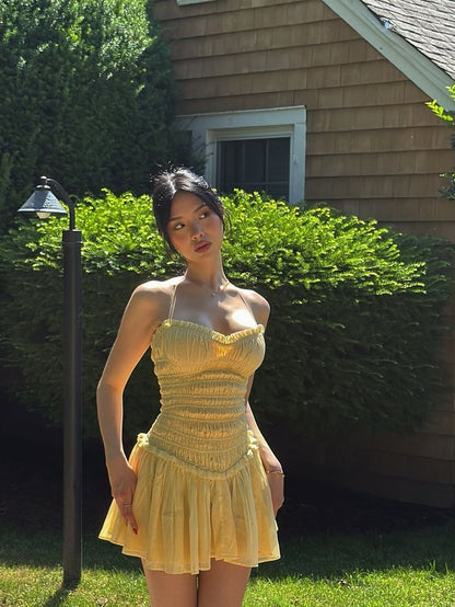 Vestido corto vintage de satén con cuello halter y corte en A para fiesta de bienvenida, vestido de verano para 18 cumpleaños GG4086