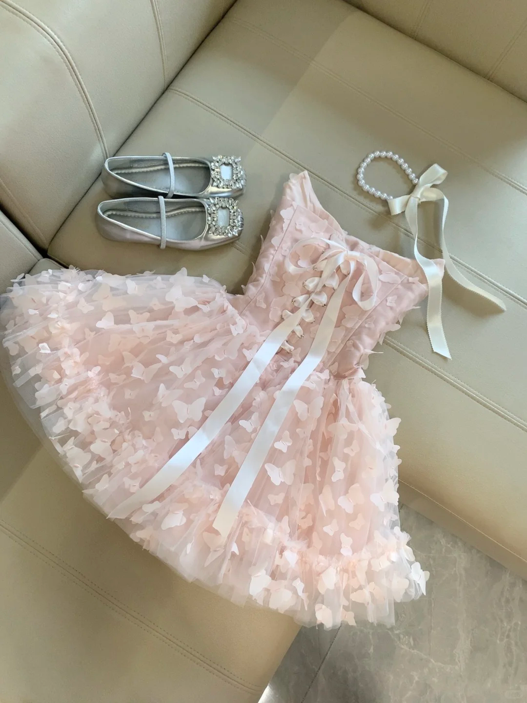 Vestido corto rosa para fiesta de 18 años, sin tirantes, con apliques de tul, para fiesta de bienvenida, vestido de cumpleaños de verano GG4119