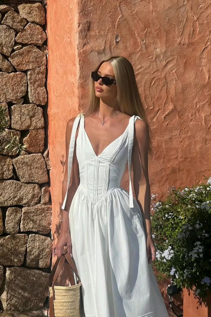 White A Line V Neck Satin Long Prom Dress,Party Dress,Formal Evening Dress GG4133