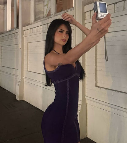 Vestido corto de satén morado con escote en V y corte sirena para fiesta de bienvenida, ideal para celebrar 20 años en verano, GG4140