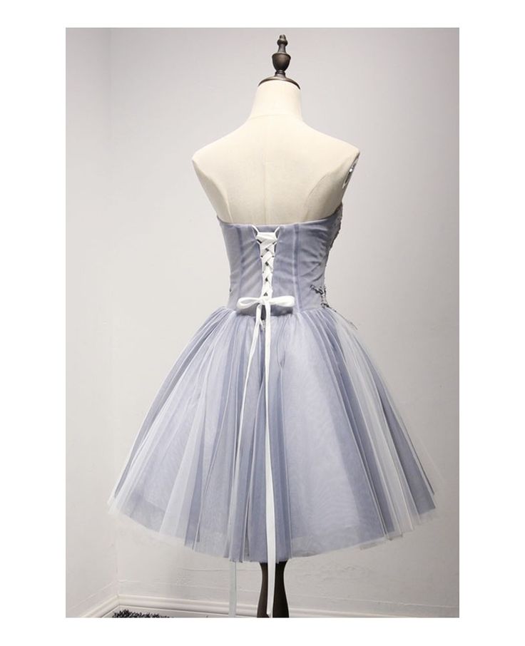 Vestido de fiesta corto con escote en forma de A, corte en A, escote corazón, tul lila, apliques, vestido de bienvenida, vestido de noche GG508