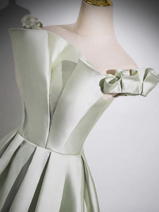Vestido de fiesta largo de satén con hombros descubiertos y corte princesa, vestido de noche GG547