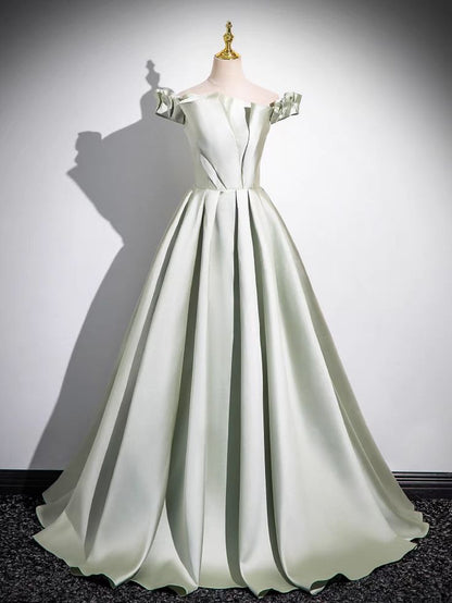 Vestido de fiesta largo de satén con hombros descubiertos y corte princesa, vestido de noche GG547