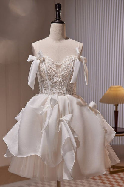 Vestido corto elegante de fiesta con tirantes finos, encaje y cuentas, corte en A, para regreso a casa y noche, GG591