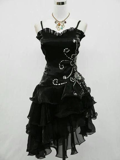 Vestido de fiesta corto de satén con tirantes finos y cuentas, corte en A, sexy, para regreso a casa y noche, GG658