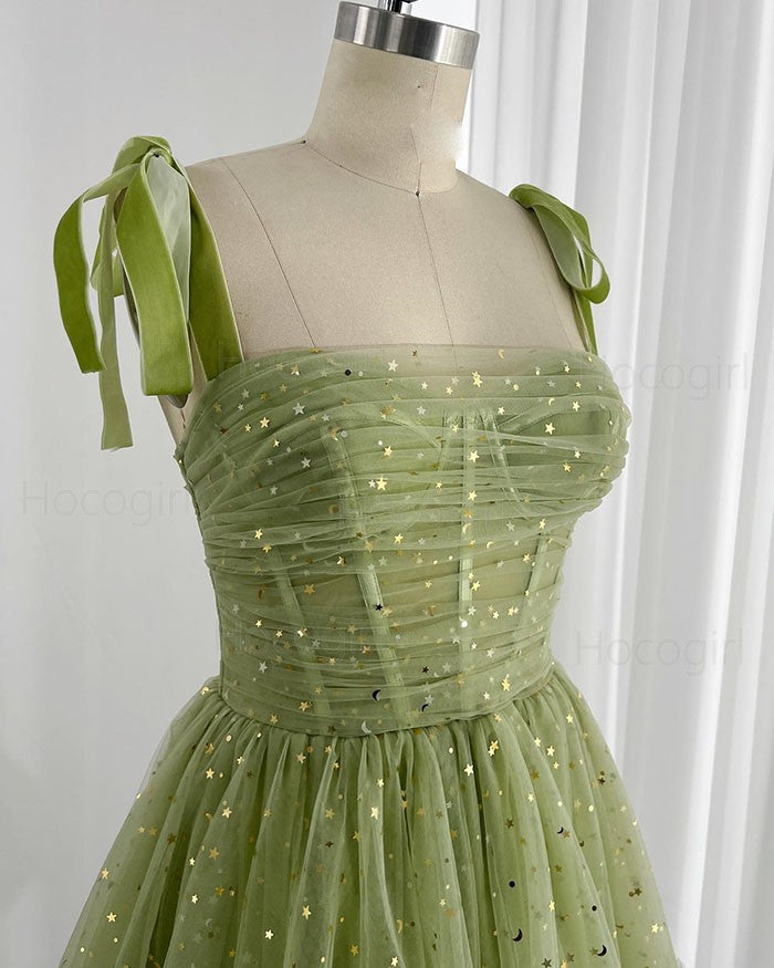 Glitter A-Line Tulle Homecoming Dress, Short Evening Gown, AST1046
