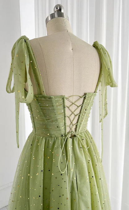 Charming Green Glitter Sequin Tulle Design A-line Homecoming Dress TP3621
