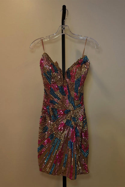 Gorgeous Sparkly Mermaid Strapless Short Sequin Homecoming Party Dress