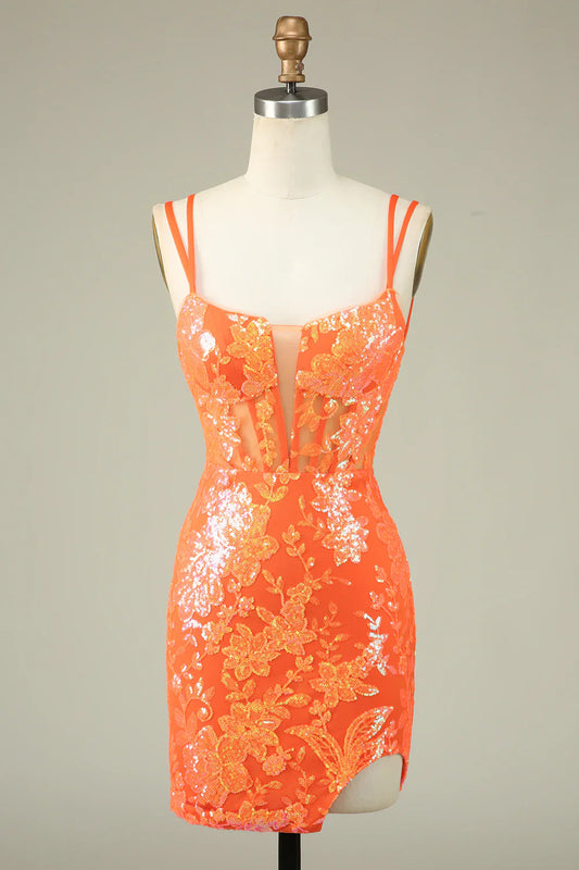 Hermoso vestido de fiesta con apliques de lentejuelas y tirantes finos, corte A, TP3635