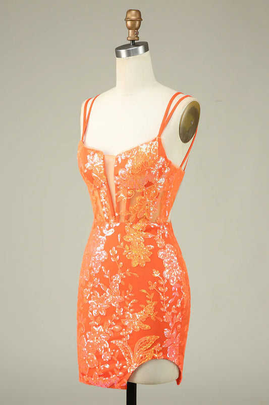 Hermoso vestido de fiesta con apliques de lentejuelas y tirantes finos, corte A, TP3635