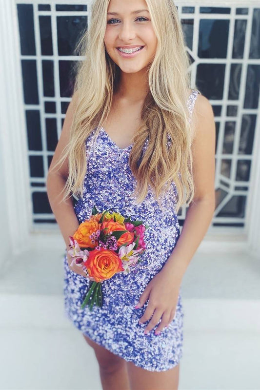 Sequins Tight Homecoming Dresses, Sparkly Short Bodycon Party Dresses GM467