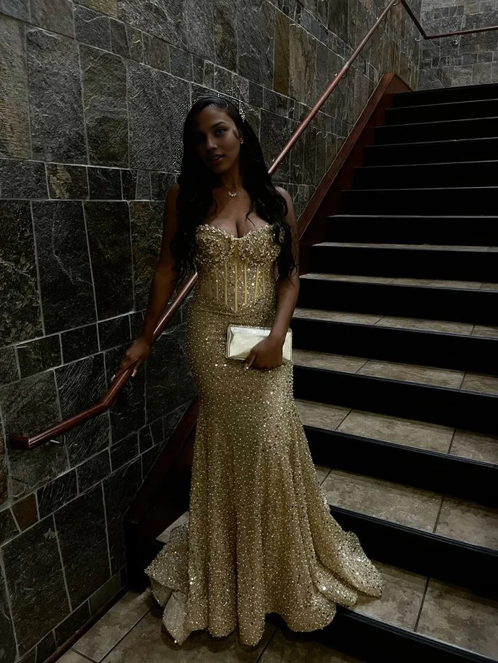Elegante vestido largo de sirena con lentejuelas para fiesta de noche, vestidos sexis para mujer