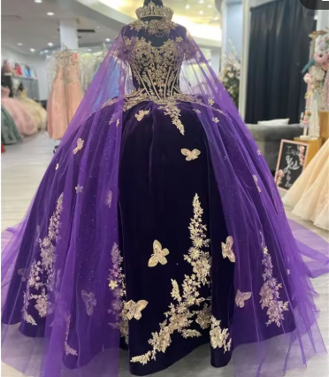 Vestidos de quinceañera de lujo de princesa morada, vestido de baile para dulces 16