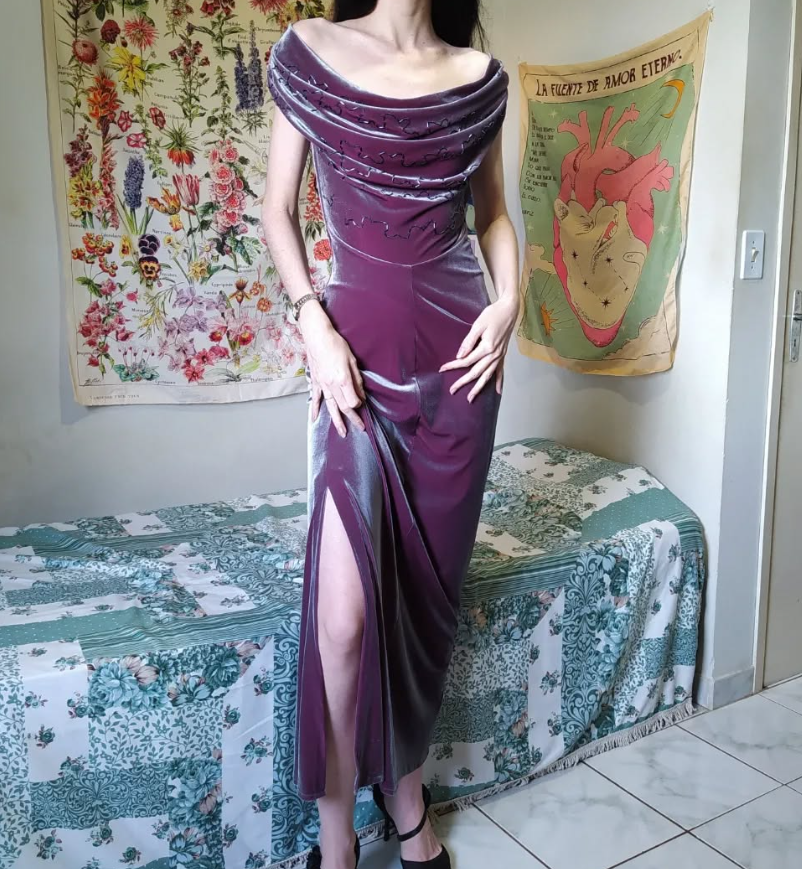 Purple Sheath Off the Shoulder Beaded Velvet Prom Dress Evening Dress with Slit SH2530