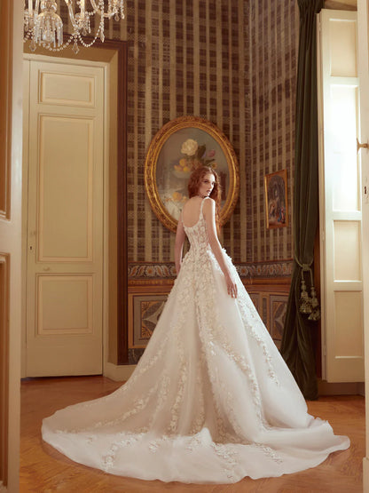Gorgeous Ivory Sweetheart Applique Straps A-Line Wedding Dress Prom Dress Evening Dress TP4594
