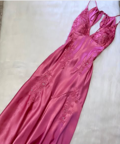 Green Mermaid V Neck Appliques Satin Open Back Long Prom Dress Outfits SH1820
