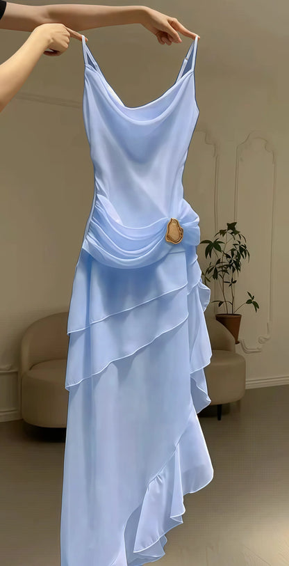 Ivory Chiffon Party Dress, Pleated Homecoming Dress,AST1757