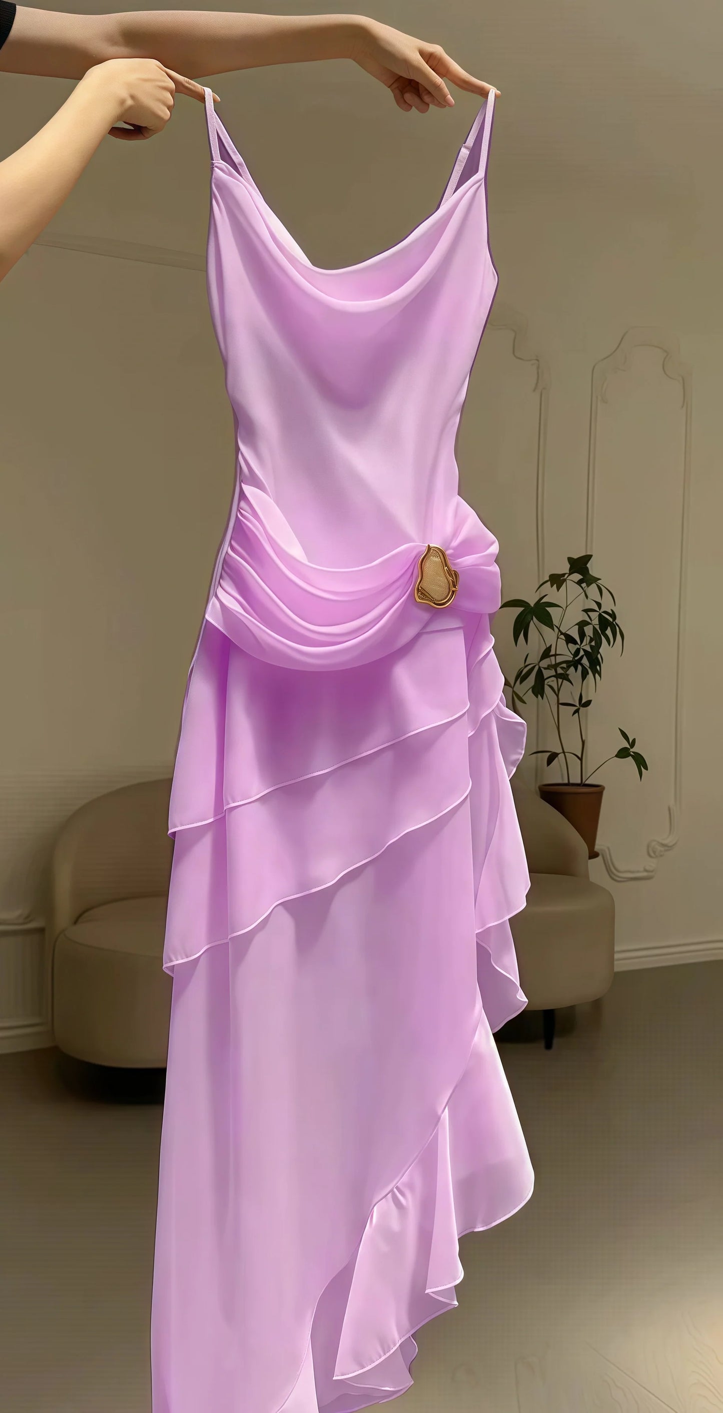Ivory Chiffon Party Dress, Pleated Homecoming Dress,AST1757