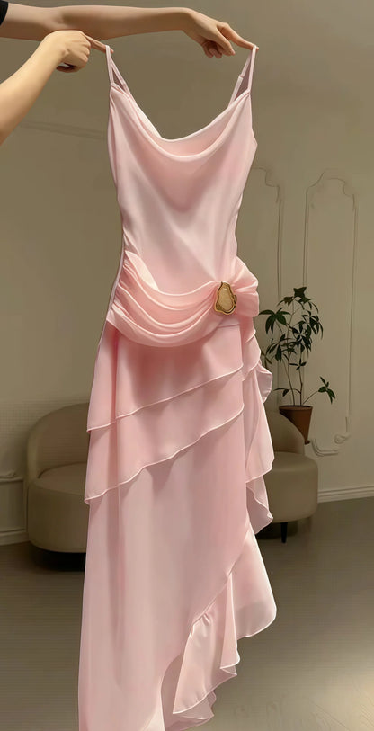 Ivory Chiffon Party Dress, Pleated Homecoming Dress,AST1757