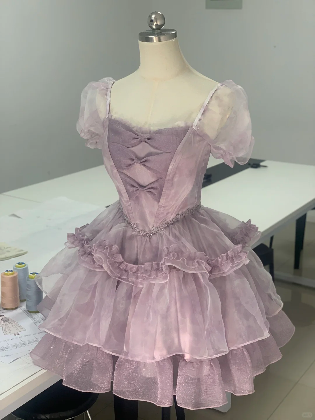 Sweet Lavender Organza Layered A Line Short Birthday Dress Homecoming Dress S891