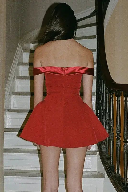 Red Off The Shoulder Short Party Dress Homecoming Dress SH1422