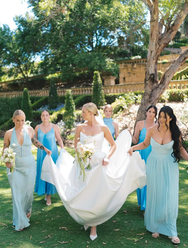 Simple Ball Gown Strapless White Lace Satin Long Wedding Dress SH2044