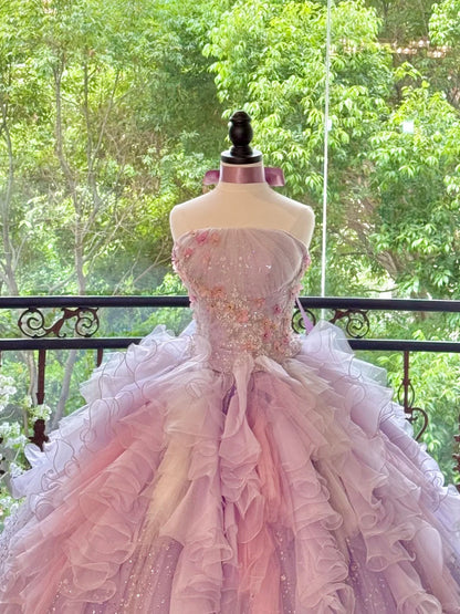 Quinceanera Dresses Pink Purple Gorgeous Elegant Shiny Floral Sequin Long Tulle Prom Dress Graduation Dress gh5001
