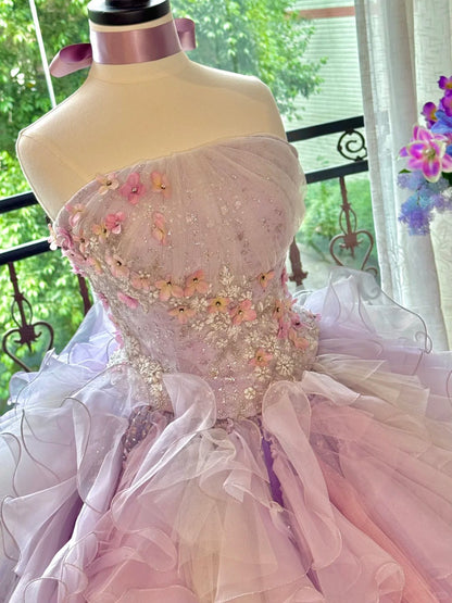 Quinceanera Dresses Pink Purple Gorgeous Elegant Shiny Floral Sequin Long Tulle Prom Dress Graduation Dress gh5001