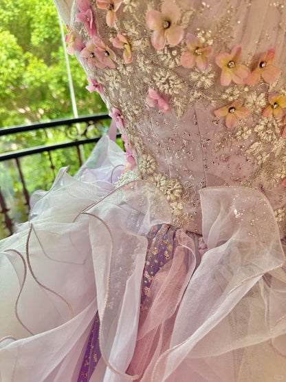 Quinceanera Dresses Pink Purple Gorgeous Elegant Shiny Floral Sequin Long Tulle Prom Dress Graduation Dress gh5001