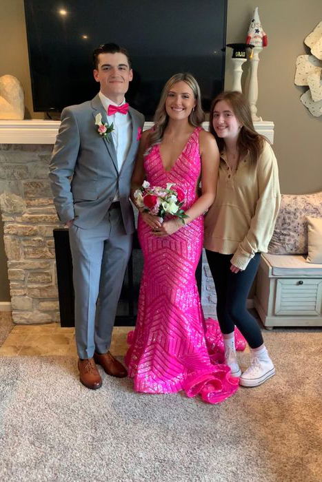 Mermaid Sequin Red Long Prom Dresses, Sparkly Formal Gown GP354
