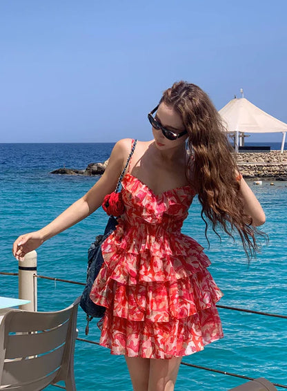 Vestido de fiesta corto con escote en forma de A y tirantes finos, con flores y escote en forma de corazón, vestido de cóctel, vestido de bienvenida TP4431