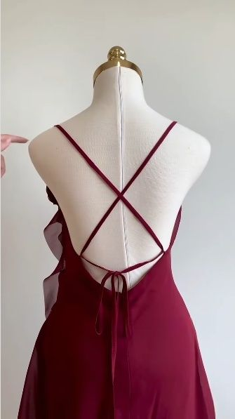 Classy Burgundy Chiffon Cocktail Dress Short Party Dress Homecoming Dress  S490