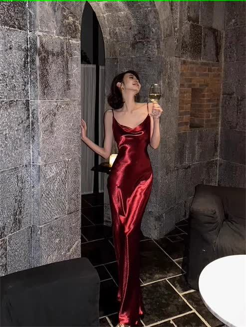Mermaid Straps Burgundy Prom Dress Birthday Outfits SH1218