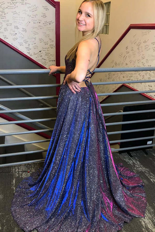 Vestido de fiesta azul marino con escote halter, tirantes finos y corte en A, vestido de noche, vestido de graduación 