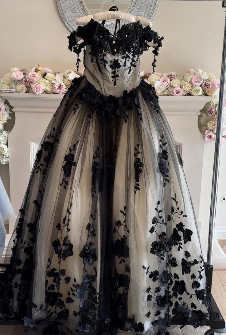 Red gorgeous exquisite sweet floral applique long tulle ball gown evening gown wedding dress gh3345